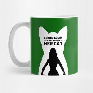 Behind Every Strong Woman is Her Cat | Emerald Green Mug